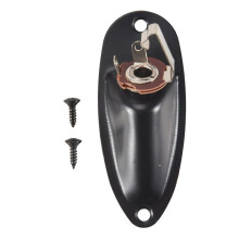 Bootstijl 1/4 Inch Geladen Gitaaruitgang Mono Jack Plug Socket Plaat voor Strat Stratocater Stijl Elektrische Gitaar, Zwart