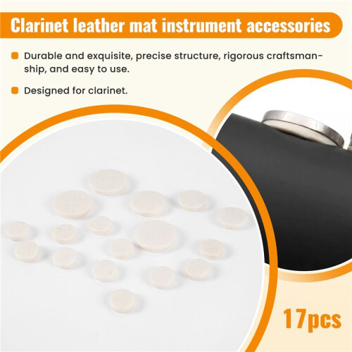 17Pcs Clarinet Leather Pads Replacement for Exquisite Wind Instrument 1