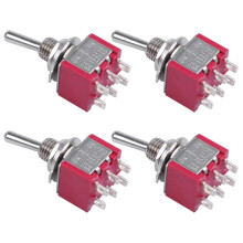 4Pcs AC 250V 2A 120V 5A 6 Pin Terminals /Off/ DPDT Toggle Switches