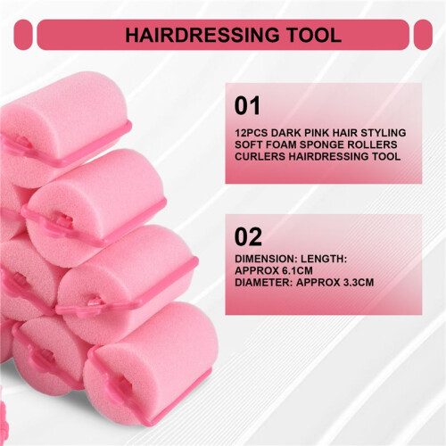 12Pcs dark  Hair Styling Soft Foam Sponge Rollers Curlers Hairdressing Tool 1