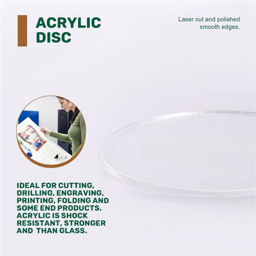 Transparent 3mm thick Mirror Acrylic round Disc Diámetro:100mm 2