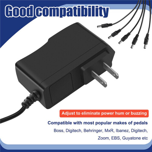 9V Effect Pedal Power AC  Adapter US Plug W/ 5 Way Chain Splitte Cable 1