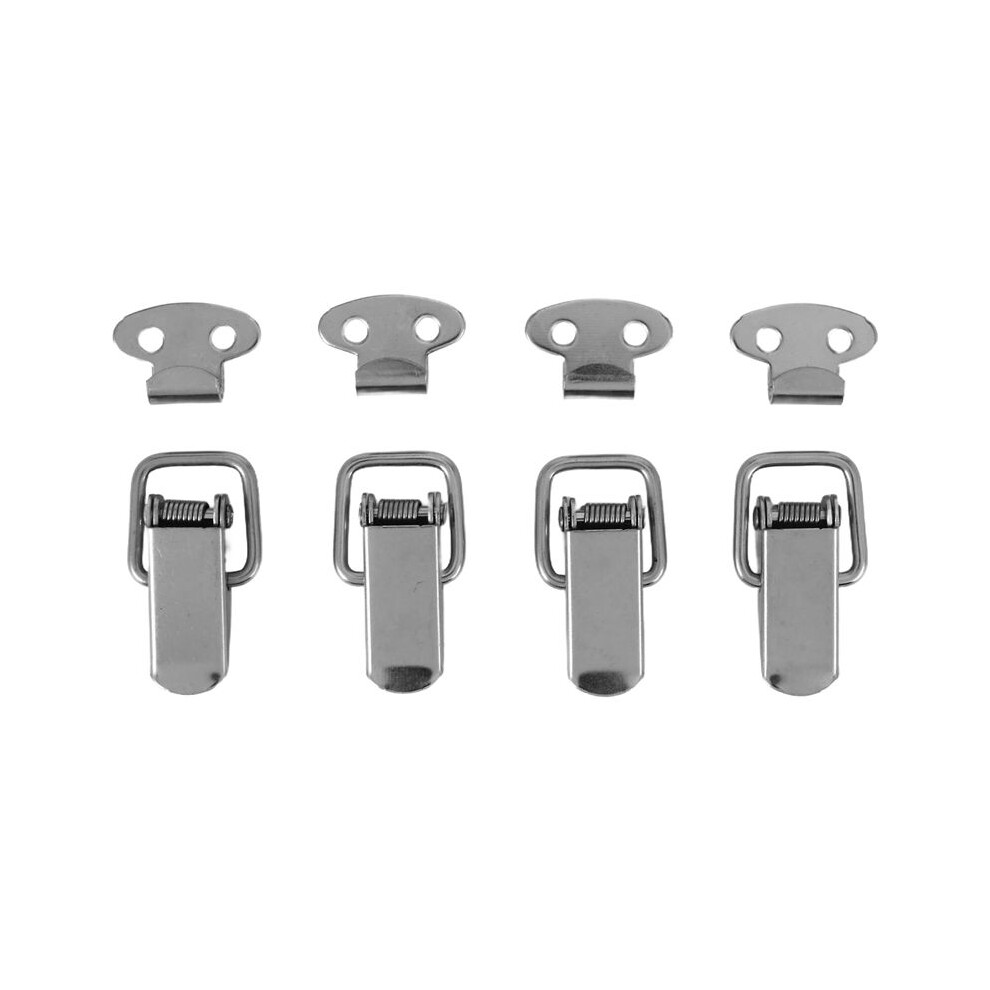 Cabinet Silver Tone Spring Loaded Toggle Hasp 4 Pcs 4712273221186