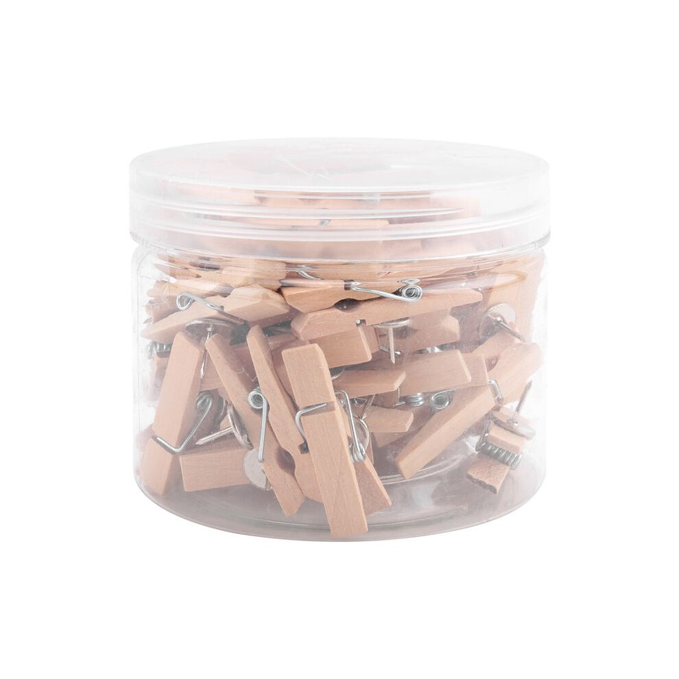 Push Pins With Wooden Clips 50Pcs Thumbtacks Pushpins Paper Clips Clothespins Natural Color For Cork Board And Photo Wall Offices Home 4711715099314
