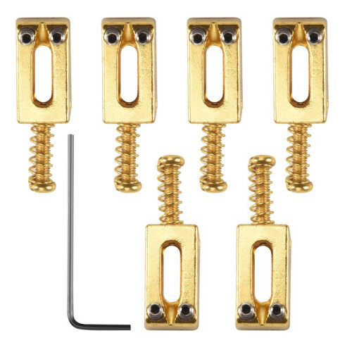 Rektangelgitarrbrosadlar för  Strat Stratocaster Tele Telecaster Elgitarrbyte, Guld (Pack med 6)