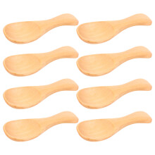 8Pcs Small Wooden Salt Spoon Solid Wood Condiments Spoon Handmade Honey Teaspoon Seasoning Sugar Coffee Tea Jam Mustard Ice Cream Milk Crude Wood