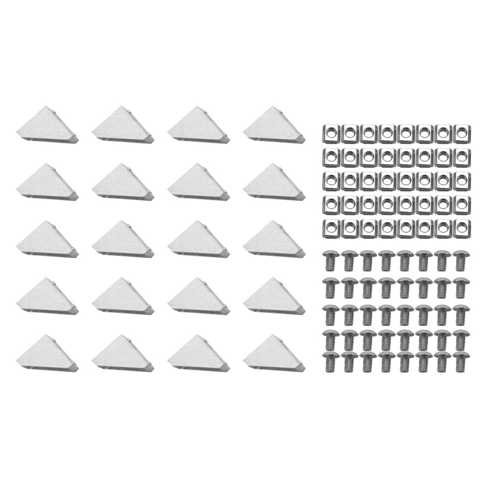 2020 Series Aluminum Profile Connector Set, 20Pcs Corner Bracket,40Pcs M5 X 10Mm T-Slot Nuts, 40Pcs M5x10mm Hex Socket Cap Screw Bolt For 6Mm Slot 6031192278117