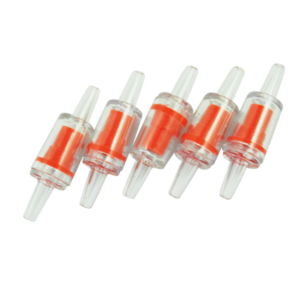 5 Pcs Red Clear Plastic Air Pump Check Valves For Fish Tank Aquarium 6031192228327