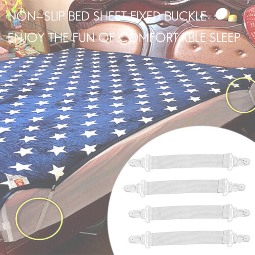 4 Pcs Home White Elastic Mattress Bed Sheet Grippers Clips 2