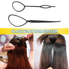 2 PeçAs Topsy Tail Hair Styler Cabelo Twister Snare Loop Preto