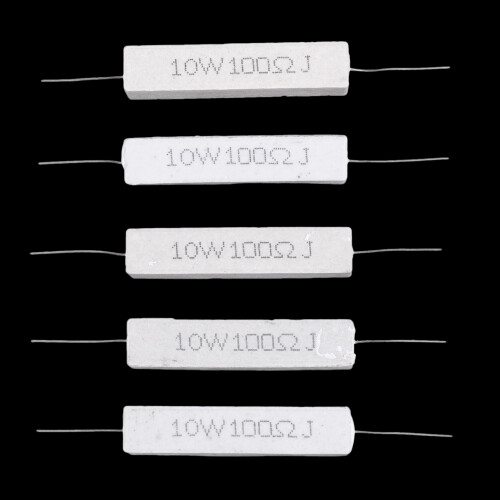 5 Pcs 10W Watt 100 Ohm 5% Axial Wirewound Cement Resistors 1