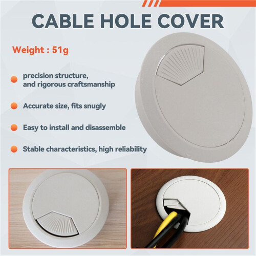 4 Pcs 53mm Drill Hole Plastic Home Computer Desk Cable Cord Grommets 1