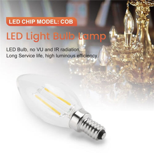 Dimmable E12 2W COB Edison Candle Flame Filament LED Light Bulb Lamp 10*3.5cm 1