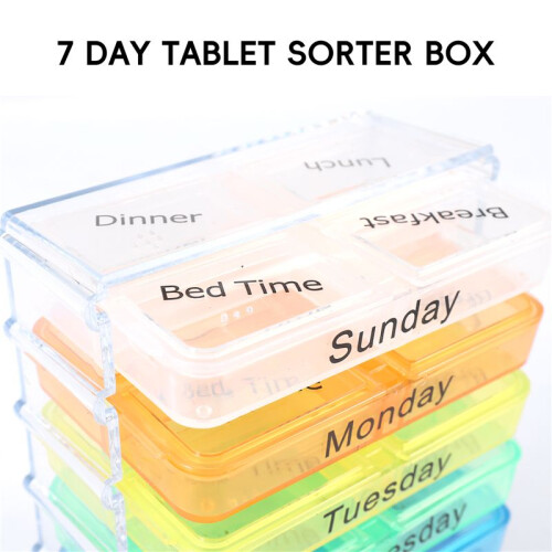 Medicine Weekly Storage Pill 7 Day Tablet Sorter Box Container Case Organizer