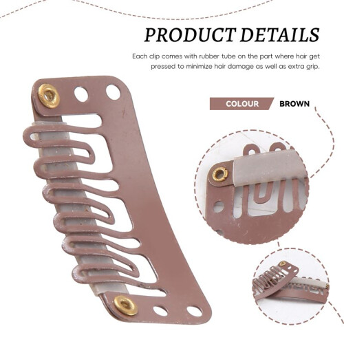 10pcs Brown Snap Clips U-shape Metal Clips for Hair Extensions DIY 2