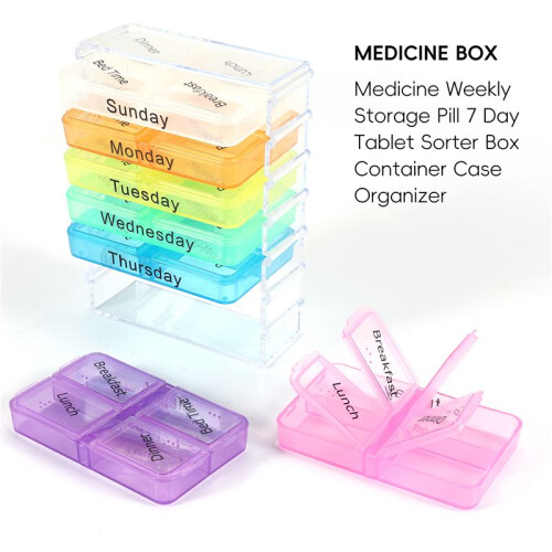 Medicine Weekly Storage Pill 7 Day Tablet Sorter Box Container Case Organizer 1
