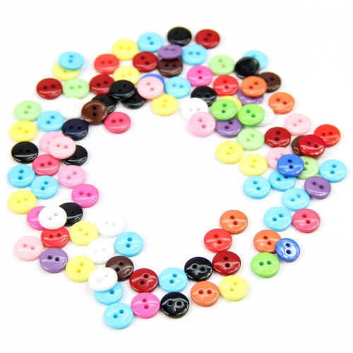 100pcs 8mm Mixed Color Round Shape Resin Buttons Sewing Accessories 1