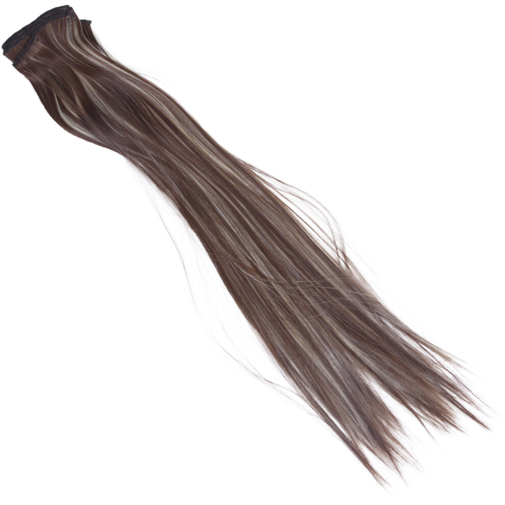 Women Human Hair Clip In Hair Extensions 7pcs 70g 20inch -brown + Gold-brown