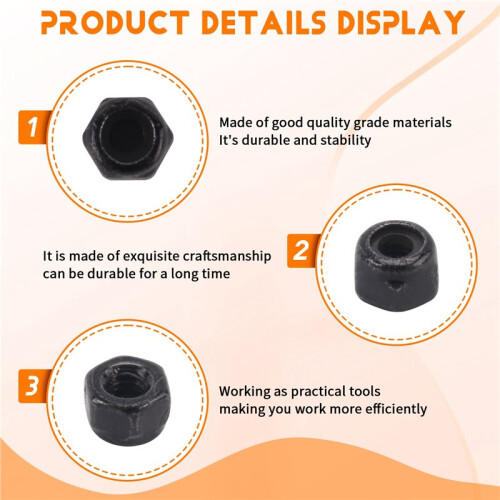 M2 Zinc Plated Nylock Nylon Insert Hex Lock Nuts Black 50pcs 2
