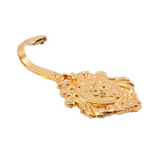 Rose Pattern Vintage Alloy Drapery Curtain Holdbacks Tieback Hooks 2Pcs (Gold)