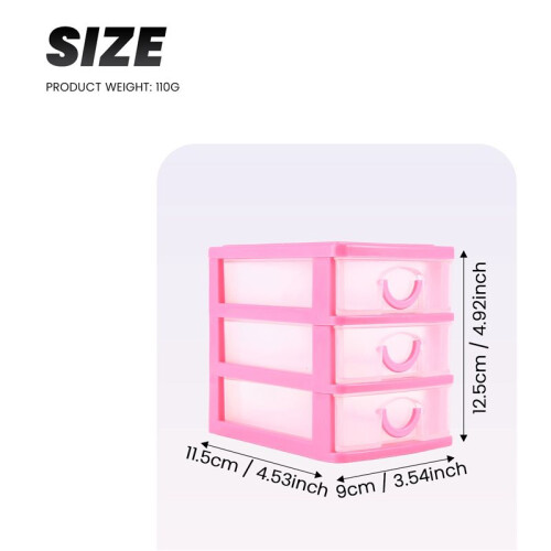 translucent Drawer type plastic Storage Box（rose red 3 Layers） 2