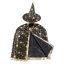 Halloweenkostuums Heksen-Tovenaarsmantel met Hoed voor Kinderen, Jongens, Meisjes, Zwart