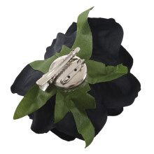 Silk Flower Hair Clip Brooch Wedding Corsage Flower Clip 8cm Brooch Accessory - Black