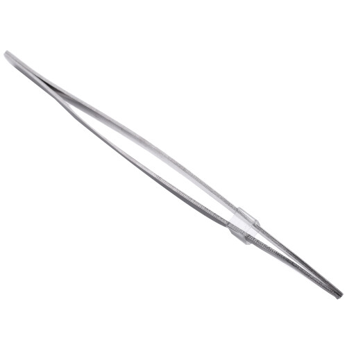 5.9" Long Silver Tone Bent Curved Tip Tweezers Forceps Plier Hand Tool 2