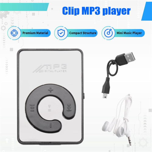 Music MP3 Player with USB Cable with Headphones Black 1