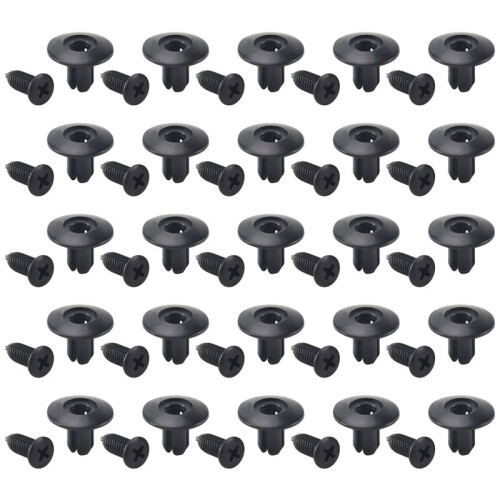 25 Pcs Plastic Push in Bumper  Door Rivets Clip 8mm Hole Black