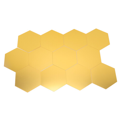 Autocollant mural miroir hexagonal en acrylique doré, 12 pièces