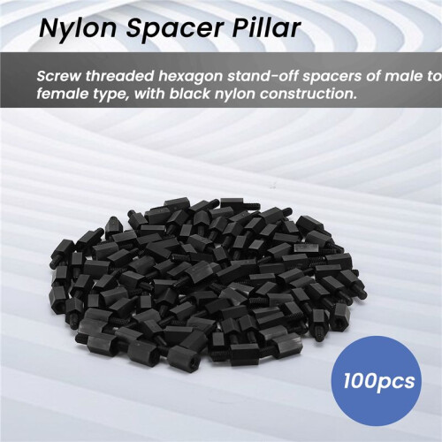 100Pcs M3 Thread 8mm+6mm PCB Fixed Nylon Hex Standoff Spacer Pillar 2