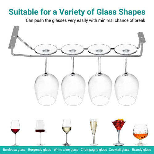 Glas Wein Champagner Cup Hangers Rack Halter mit Schrauben (Silber) 2