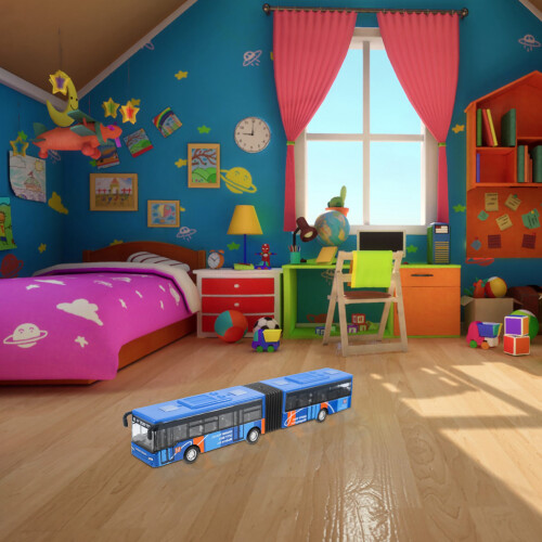 Children'S Diecast Model Fordon Shuttle Buss Billeksaker Små Baby Pull Back-Leksaker Blå 1