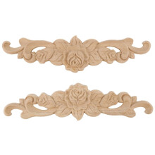 2PZ 20 X 5Cm Legno Intagliato Lungo Onlay Applique Non Verniciato Rosa Porta Fiore Home Decor Stile Europeo