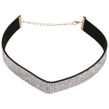 Colar Feminino de Veludo Diamante Cristal Strass Gargantilha Colar Boho Joias de Prata