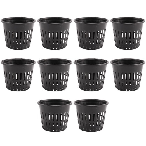 10 PçS 3 Polegadas Pote de Malha para ServiçO Pesado, Cesta de Rede, Cesta de Plantio HidropôNico AeropôNico Crescer Clone Preto