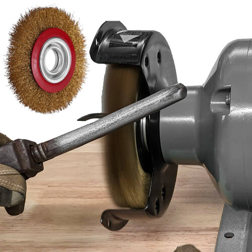 Roda de Escova de Arame para Polimento de Moedor de Bancada + AnéIs Adaptadores Redutores, 6 Polegadas 150 Mm 2