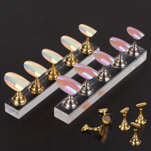 Nieuw Magnetisch Acryl Manicure Gereedschap Nageloefening Hand Nageloefeningen Voetstuk Nagelbenodigdheden Nageltips Displaystandaard Goud