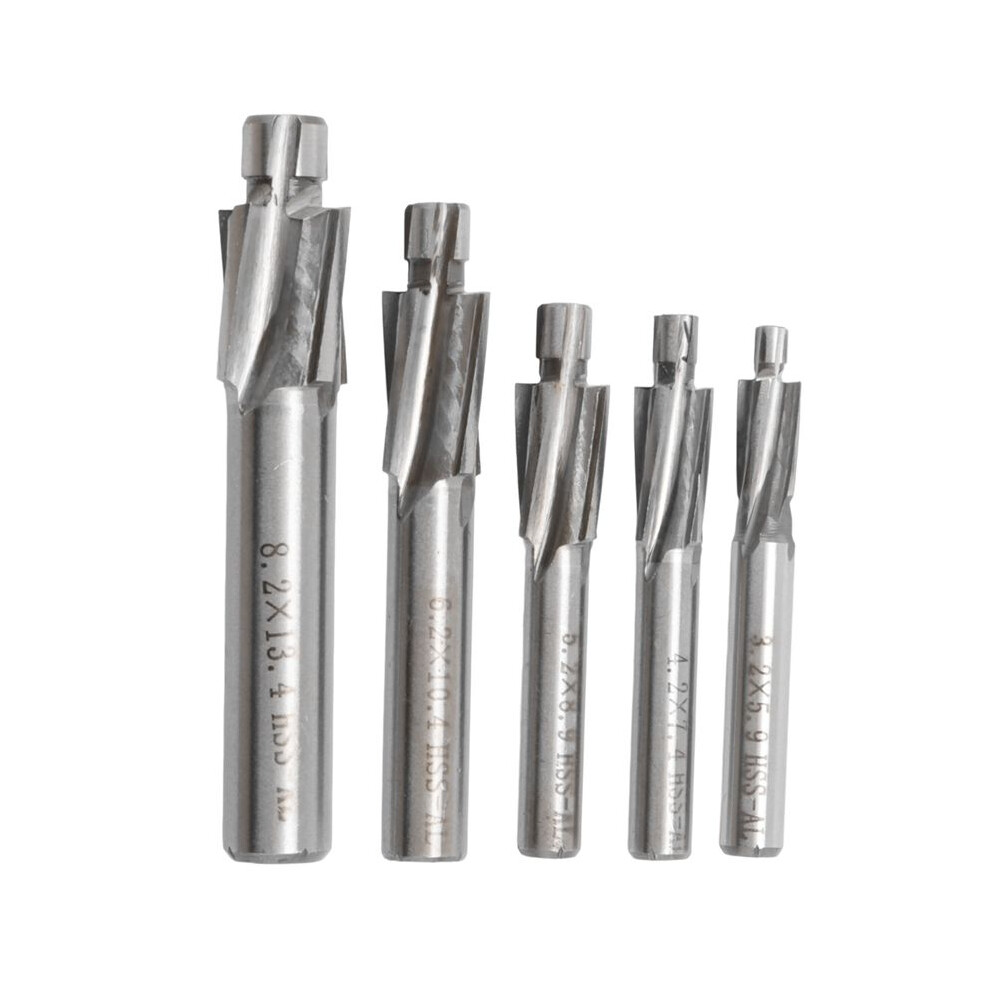 5Pcs Hss Counterbore End Mill M3-M8 Slotting Tool Milling Cutter Countersink End Mills 4713491043857