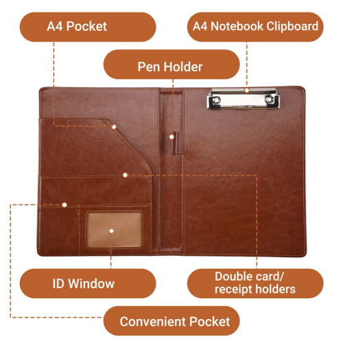 A5 Document Bag File Folder Clipboard Business Office Financial School Supplies (Marron) 2