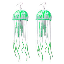 (Grass green) Fashion Air Jellyfish Earrings Exaggerated Tassel Texture Personality Earrings