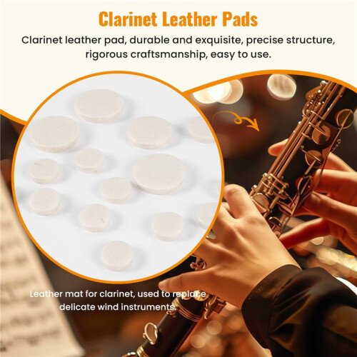 17Pcs Clarinet Leather Pads Replacement for Exquisite Wind Instrument 2