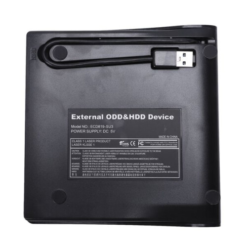 USB 3.0 Mobile External Case For 12.7mm  CD DVD BD-ROM BD-RE Drive BK Useful 1