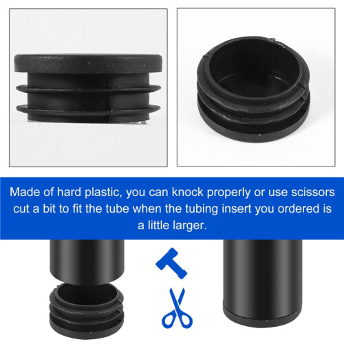 6Pcs Plastic Blanking End Cap Pipe Tube Insert Plug Cover 40mm Black 2