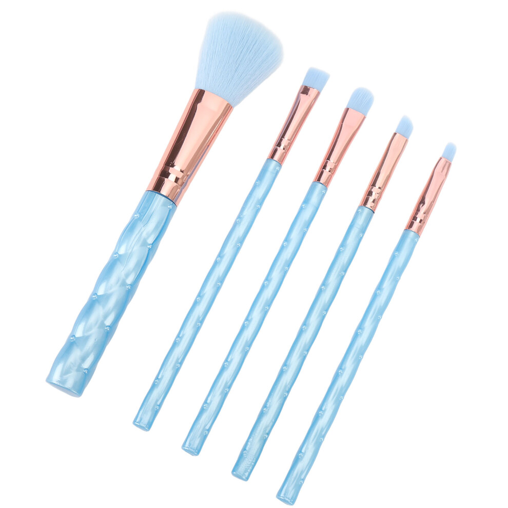 Blue 5Pcs Soft Makeup Brush Set, Professional Cosmetic Brush Kit