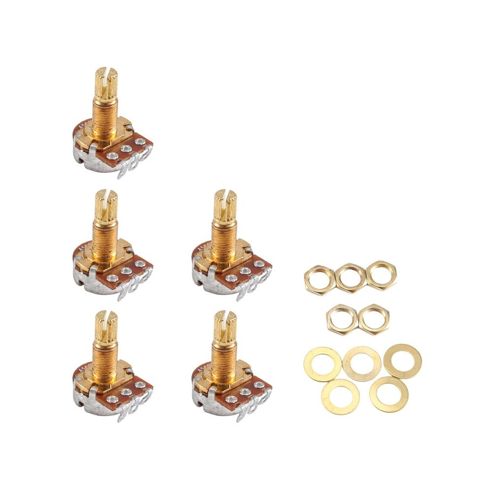 Guitar Potentiometer Audio Volume&Tone Pots Control A500k Split Shaft Taper Potentiometers Gold Pack Of 5 6034186048987