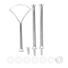 1 Set 2 3-Laags Taartbordstandaard Zwaar Metalen Middenhandgreep Fitting Hardware Staafvorm: Ventilator Kleur: Zilver Aantal: 1 Sets