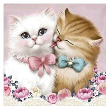 Pintura de Diamante DIY 5D Puntada de Cruz Gato Pareja Pintura de Diamante Bordados de Diamantes de Imitación Redondos Animales