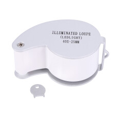 40 X 25mm Glass Lens Jeweler Loupe Magnifier With LED-Silver